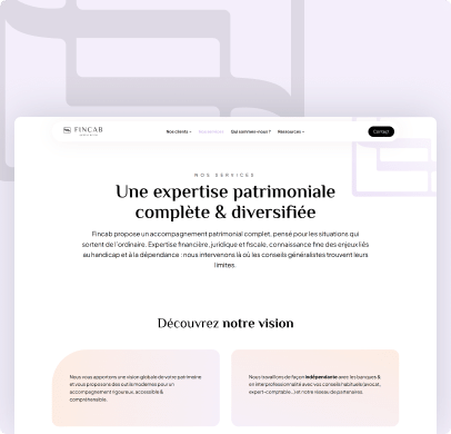Page d'accueil FINCAB : accompagnement patrimonial complet et diversifié