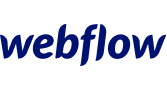 Logo Webflow bleu sur fond blanc